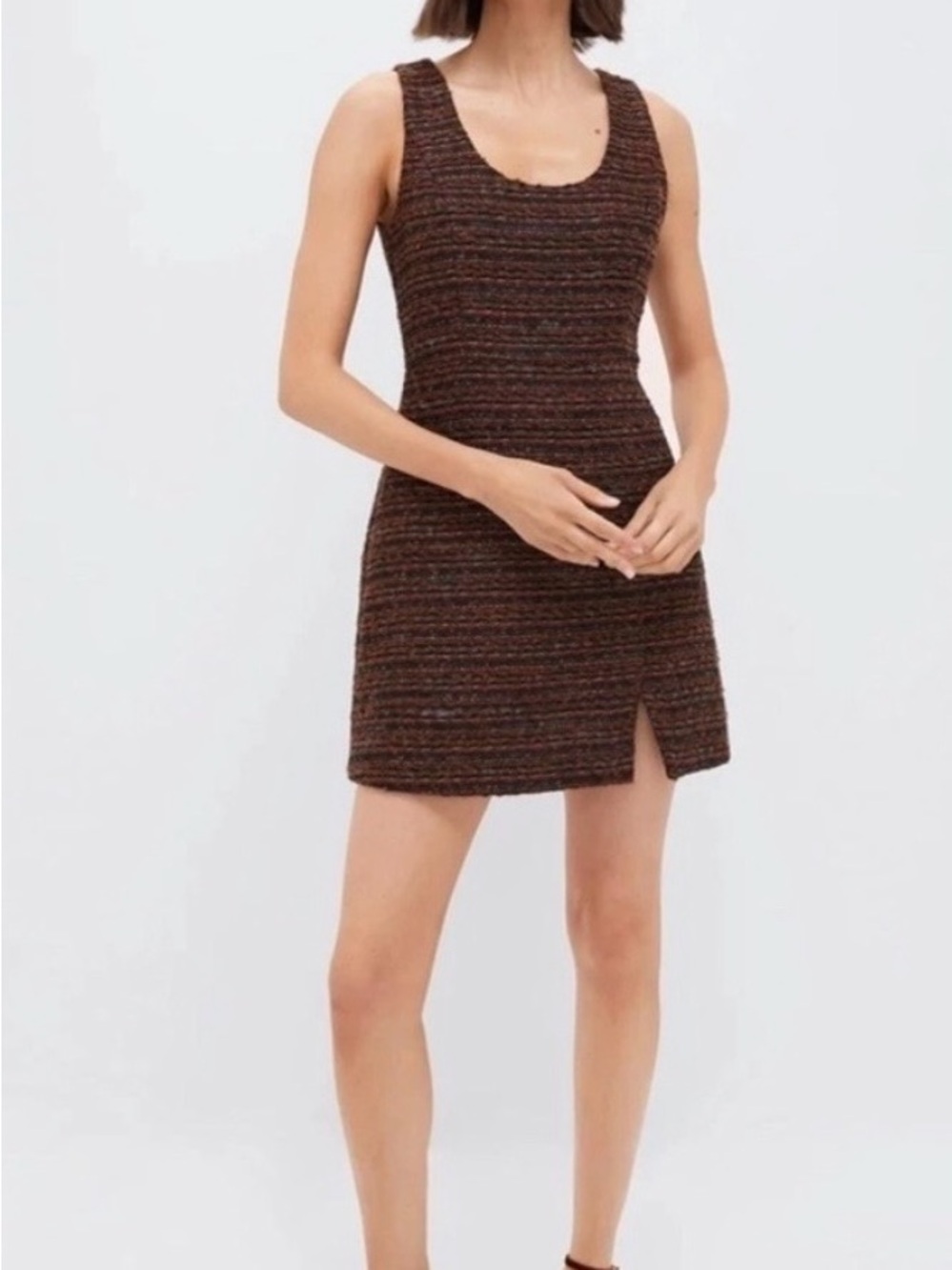 Tuckernuck Hyacinth House Sleeveless Tweed Brown Knit Tank Dress NWT